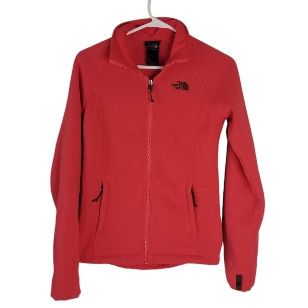 The North Face Full Zip Fleece Jacket Size XS Pink Zip Pockets Camping Hiking